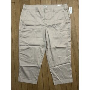 Westport Dressbarn Women's Khaki Pants Cropped Size 18 NWT Beige Flat Front 18W
